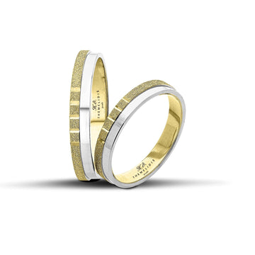 Δίχρωμες Βέρες Γάμου λευκόχρυσες, χρυσές, ματ με αμμοβολή. Πλάτος 3.5mm.